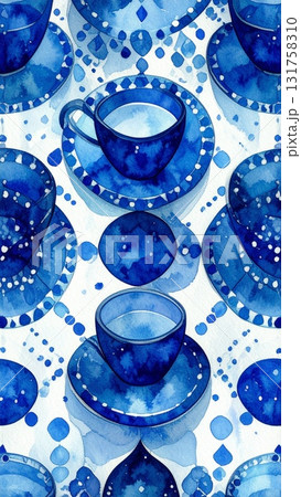 ブルーのコーヒーカップとソーサー 131758310