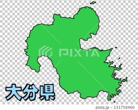 A slightly loose map of Oita Prefecture written in simple style 131758460