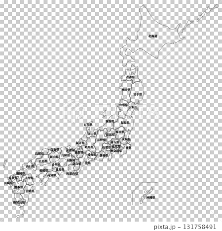 Dividable map of the Japanese archipelago with prefecture names 131758491