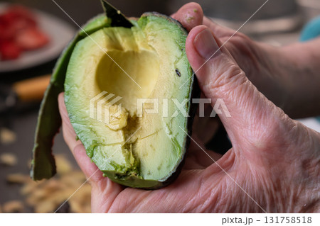 Avocado is a fruit with many benefits, omega, vitamins and minerals, persea americana 131758518