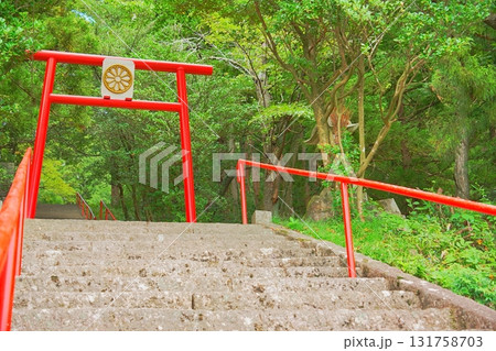 金山神社の赤い鳥居と石段の参道(宮城県丸森町) 金山神社の赤い鳥居と石段の参道(宮城県丸森町) 131758703