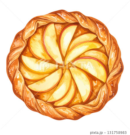 アップルパイの水彩風イラスト 生成AI アップルパイの水彩風イラスト 生成AI 131758983