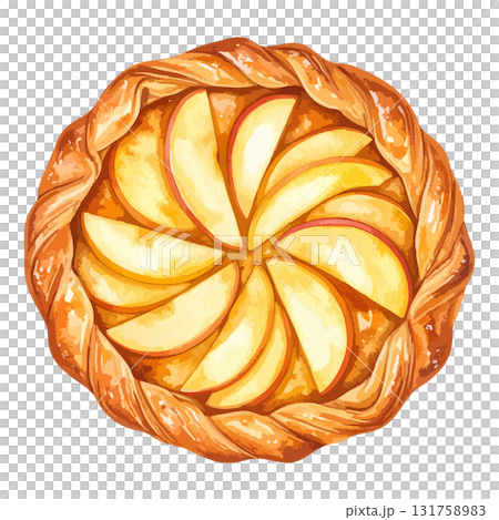 アップルパイの水彩風イラスト 生成AI アップルパイの水彩風イラスト 生成AI 131758983