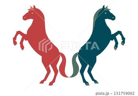立ち上がる2頭の馬 立ち上がる2頭の馬 131759002