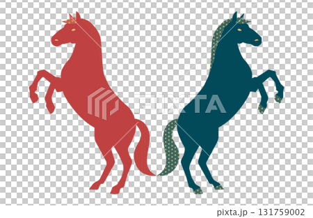 立ち上がる2頭の馬 立ち上がる2頭の馬 131759002