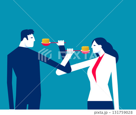 Corruption. Two business person or politicians are fighting over money 131759028