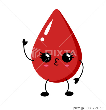 Cute blood drop character blowing kiss Cute blood drop character blowing kiss 131759150