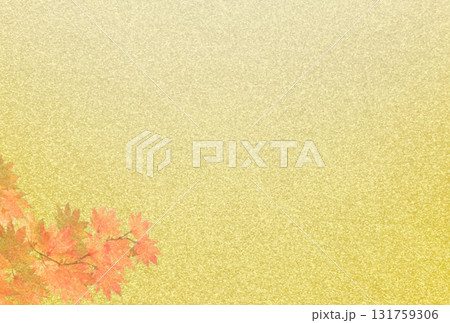 キラキラ輝く繊細な淡金色の模様に紅葉柄をあしらった背景画像10b 131759306