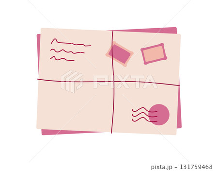 Cute flat postcard with heart and envelope design, featuring a romantic note and message for a loved one. Perfect for Valentine's Day, invitations, or celebration of love. Cute flat postcard with heart and envelope design, featuring a romantic note and message for a loved one. Perfect for Valentine's Day, invitations, or celebration of love. 131759468
