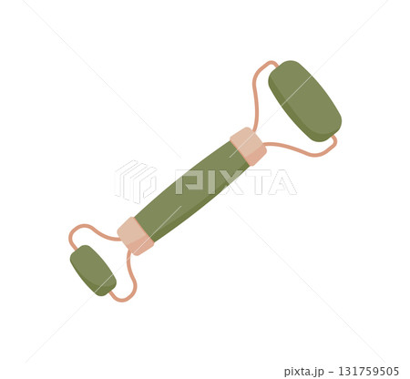 Gua sha tool for beauty and skincare with organic properties. Flat cartoon representation of a facial product. Ideal for promoting natural skincare routines and spa treatments. Gua sha tool for beauty and skincare with organic properties. Flat cartoon representation of a facial product. Ideal for promoting natural skincare routines and spa treatments. 131759505