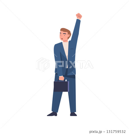 Man Office Worker Protesting Participate in Public Demonstration and Rally Vector Illustration 131759532