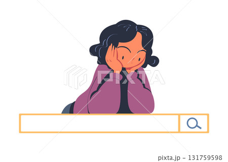 Woman Character Looking for Information in Search Field Bar Vector Illustration Woman Character Looking for Information in Search Field Bar Vector Illustration 131759598