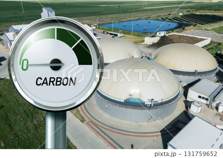 Carbon neutral biogas decarbonization concept 131759652