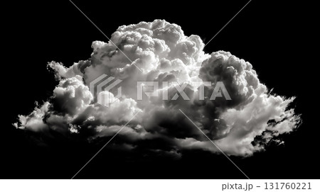 黒背景に浮かぶ立体的な雲 131760221
