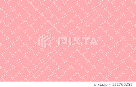 斜めに傾いたクロスしない破線でできたピンクの千鳥卍模様 131760259