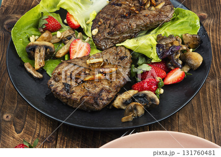 Served roasted beef meat steak. Served roasted beef meat steak. 131760481