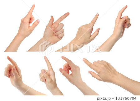 Set of hand gestures isolated on transparent background 131760704