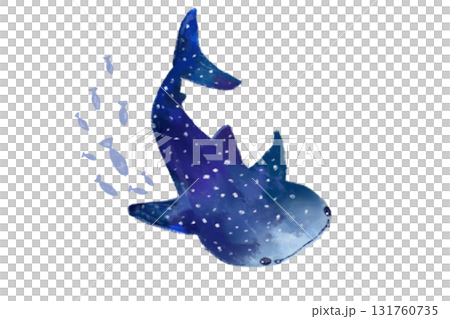 可愛的鯨鯊水彩插圖 可愛的鯨鯊水彩插圖 131760735