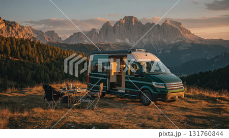 Van life sunset in mountains Van life sunset in mountains 131760844