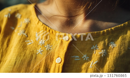 Yellow embroidered top 131760865