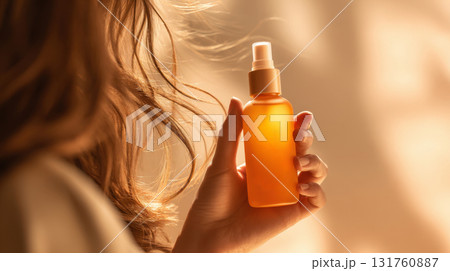 Golden spray bottle glow Golden spray bottle glow 131760887