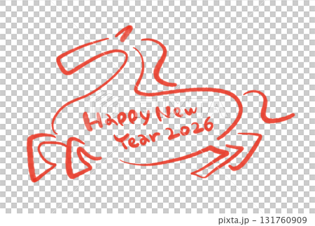 Silhouette of a running horse with the message "Happy New Year" - Hand-drawn illustration Silhouette of a running horse with the message "Happy New Year" - Hand-drawn illustration 131760909