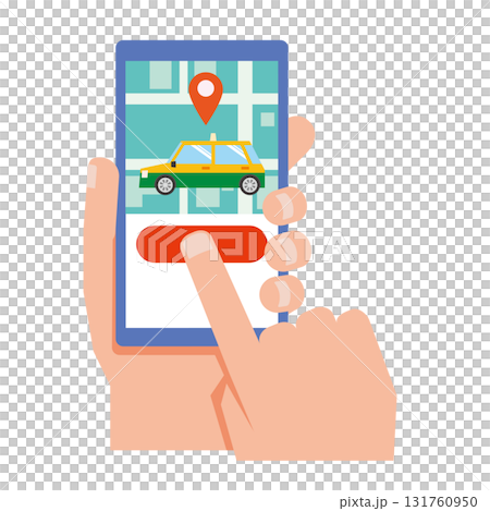 Illustration of calling a car using a ride-hailing app 131760950
