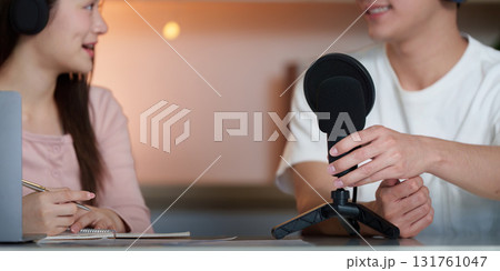 Engaging Podcast Interaction Between Two Young Adults Engaging Podcast Interaction Between Two Young Adults 131761047