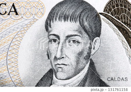 Francisco Jose de Caldas a closeup portrait from Colombian money - peso 131761158