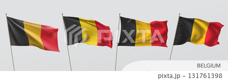 Set of Belgium waving flag on isolated background vector illustration 131761398