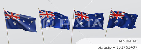 Set of Australia waving flag on isolated background vector illustration Set of Australia waving flag on isolated background vector illustration 131761407