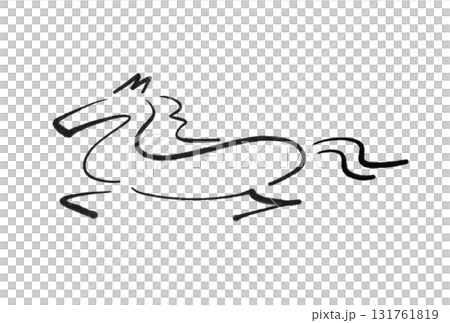 Brush-drawn running horse silhouette 2026 Hand-drawn illustration 131761819