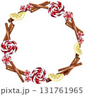 Cute Christmas Watercolor Holiday Set. Christmas tree, cute candy, lemon and cinnamon ornaments, festive decor. 131761965