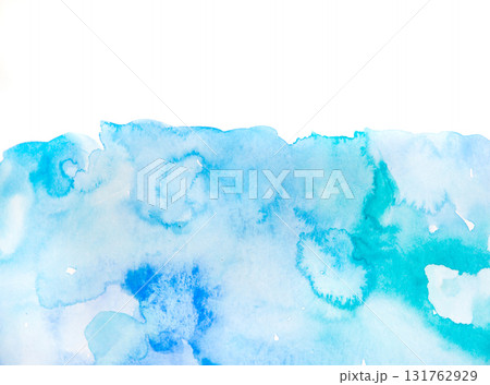 Real Hand Drawn Watercolor Blue Wet Spots Background Real Hand Drawn Watercolor Blue Wet Spots Background 131762929