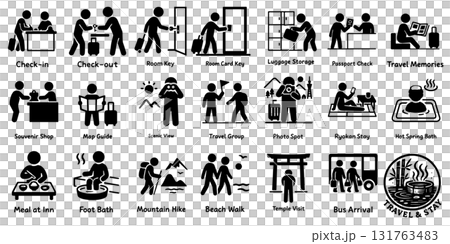 Travel and Stay Pictogram Set 131763483