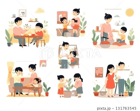 家族をイメージしたイラストセット 家族をイメージしたイラストセット 131763545