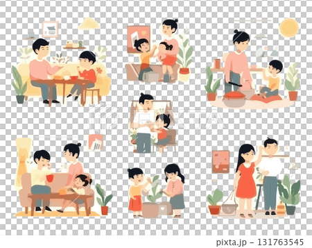 家族をイメージしたイラストセット 家族をイメージしたイラストセット 131763545