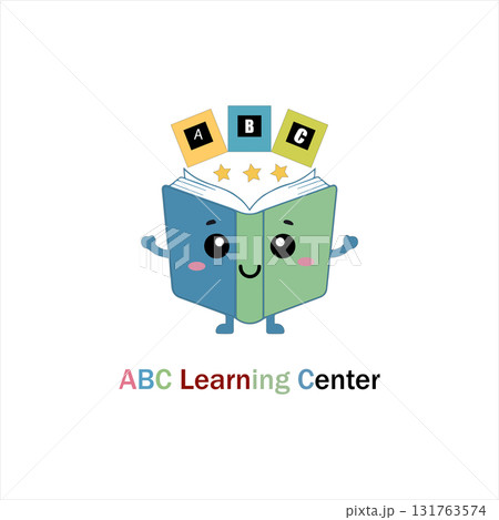 Cute cartoon book character for abc learning center isolated on white background vector design Cute cartoon book character for abc learning center isolated on white background vector design 131763574