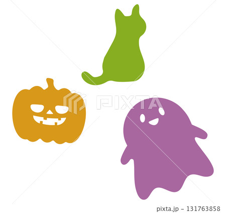 猫とかぼちゃとおばけのかわいいイラストセット 131763858