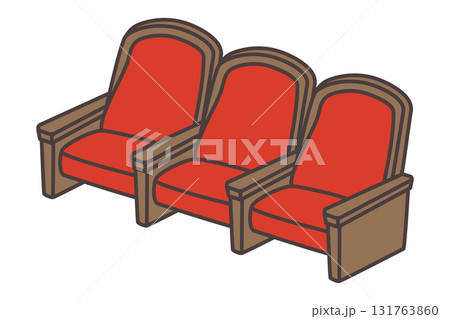 劇場用赤い3人掛け椅子のシンプルなイラスト 劇場用赤い3人掛け椅子のシンプルなイラスト 131763860