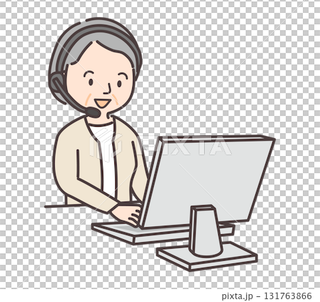 Smiling senior woman working on a computer 131763866