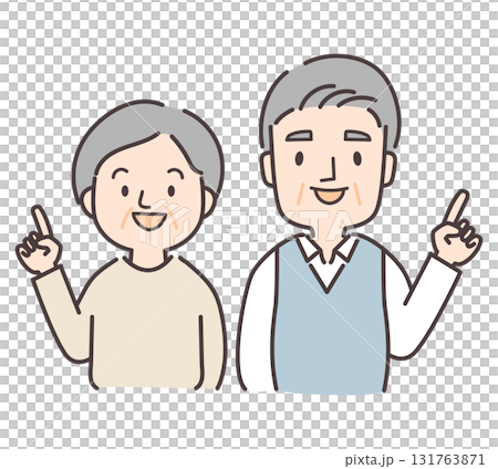 笑顔で指差しをするシニア夫婦 131763871