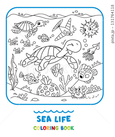 Sea theme. Turtle coloring book. Kids vector 131764118