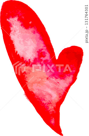 Hand Drawn Red Watercolor Heart Vector Illustration. 131764301