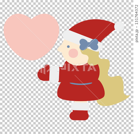 ハートを贈るかわいい女の子のサンタクロース 131764372