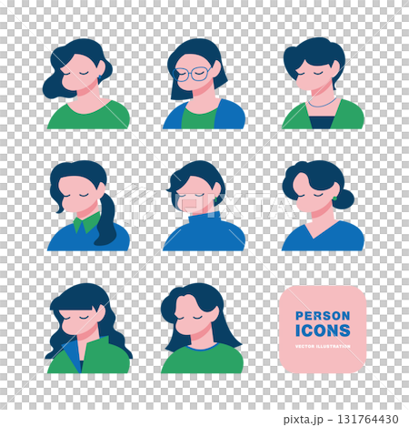 Simple illustration material of a woman's upper body Simple illustration material of a woman's upper body 131764430