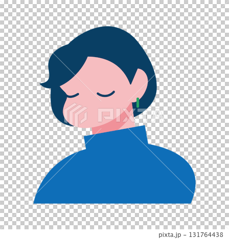 Simple illustration material of a woman's upper body Simple illustration material of a woman's upper body 131764438