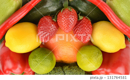 Vibrant Close-up of Assorted Fruits and Vegetables for Healthy Eating 131764581