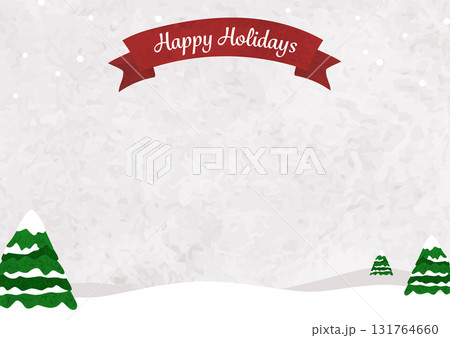 水彩の雪景色のクリスマス背景フレームイラスト(ハッピーホリデー) 水彩の雪景色のクリスマス背景フレームイラスト(ハッピーホリデー) 131764660