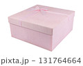 Pink, elegant box with a ribbon or a bow suitable for packing gifts isolated 131764664